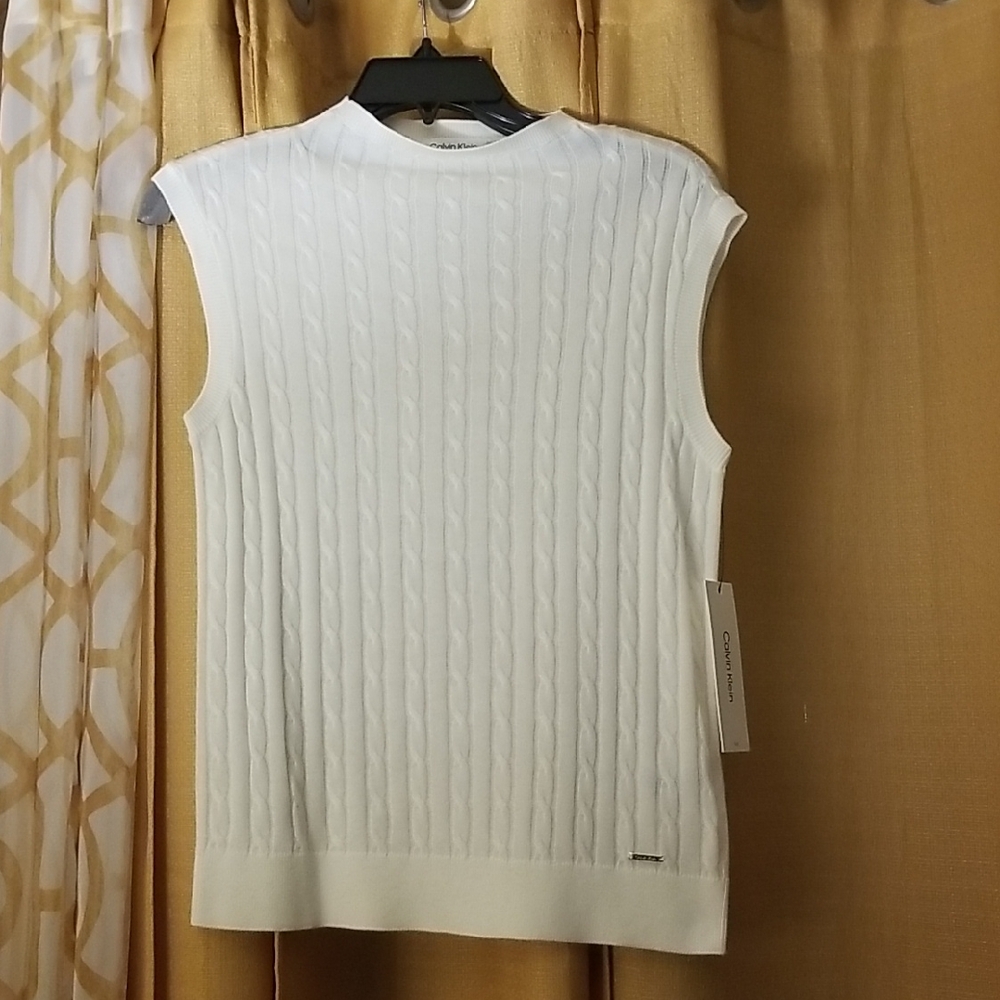 Calvin Klein Ivory Cable Knit Sleeveless Top